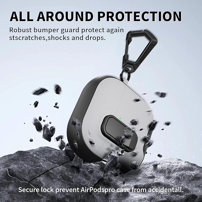 for AirPods 4 Case with Lock,TPU Leather Texture Protective Durability Anti-Lost & Shockproof Protective Cover Accessories with Cleaning Kit in Keychain for Apple AirPods 4 Generation (Black/Grey)