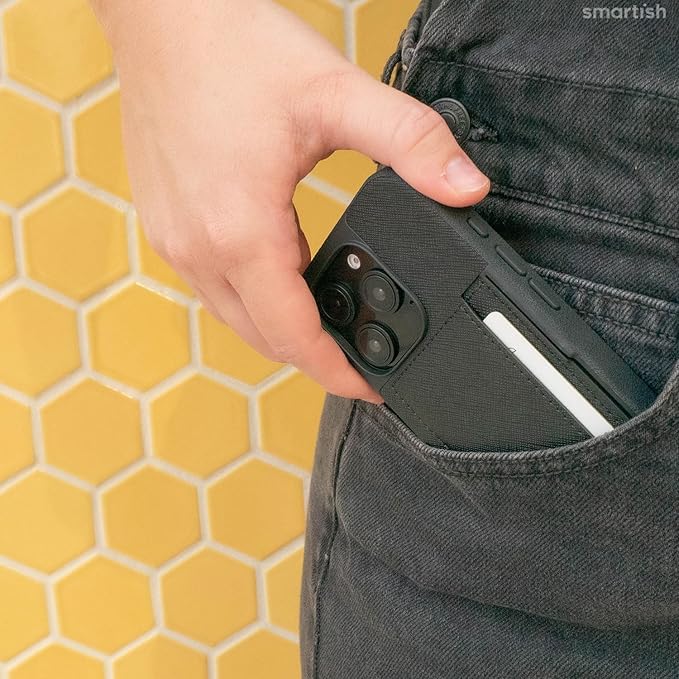 Smartish® iPhone 16 Pro Wallet Case - Wallet Slayer Vol. 2 [Slim + Protective] Credit Card Holder w/Kickstand - Drop Tested Hidden Card Slot Cover Compatible w/Apple iPhone 16 Pro - Wildflower Fields
