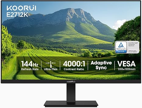 KOORUI 27 Inch Computer Monitor 144Hz FHD 1080p VA Display for Work & Play
