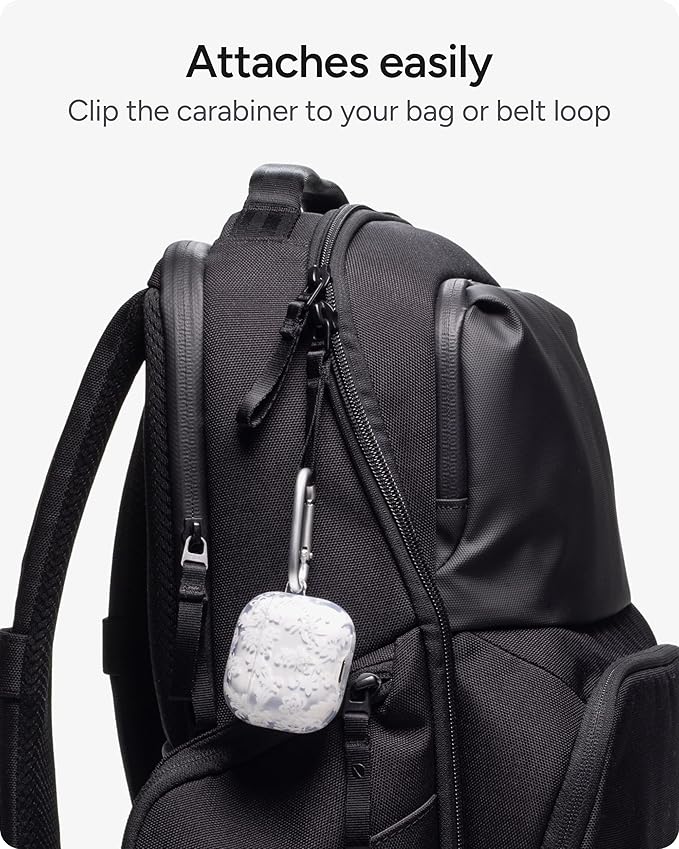 ZAGG Case with Carabiner for AirPods 4 – Wireless Charging Compatible Protective Cover – 360° Drop, Dust & Scratch Protection, Durable Silicone Design, Boho Blossom