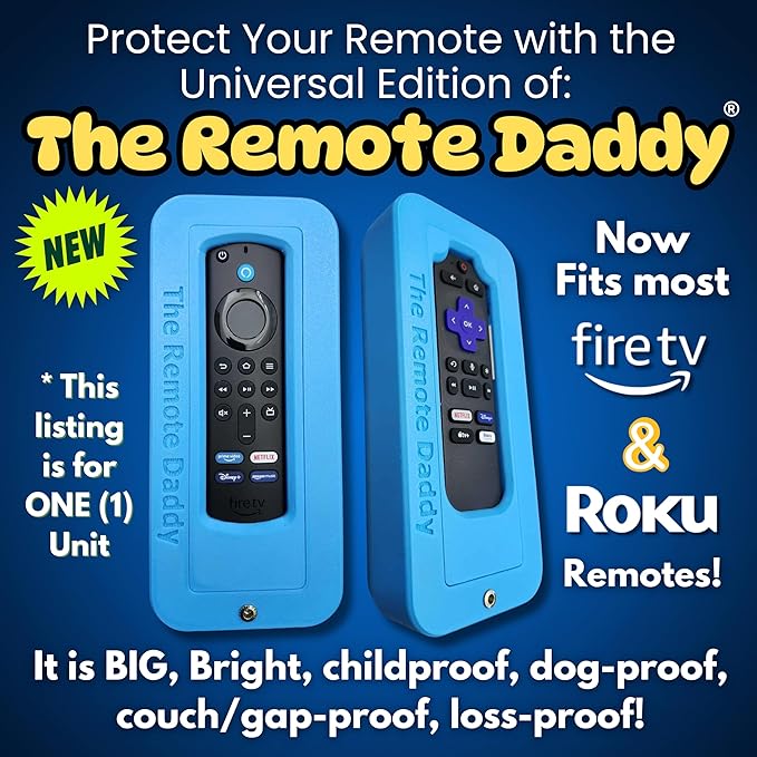 Protective Hard Case | Dog Proof Remote Control case | Fits Most FireTV and Roku remotes (Blue)