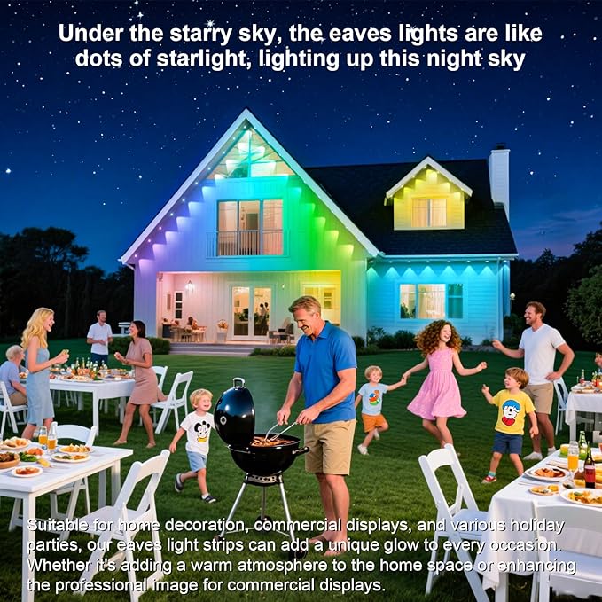 Permanent Outdoor Lights,500FT RGB Eave Light,IP67 Waterproof Lighting for House,Smart LED with App/Remote Control for Outdoor Decor,Garden Decor,Party,Holiday