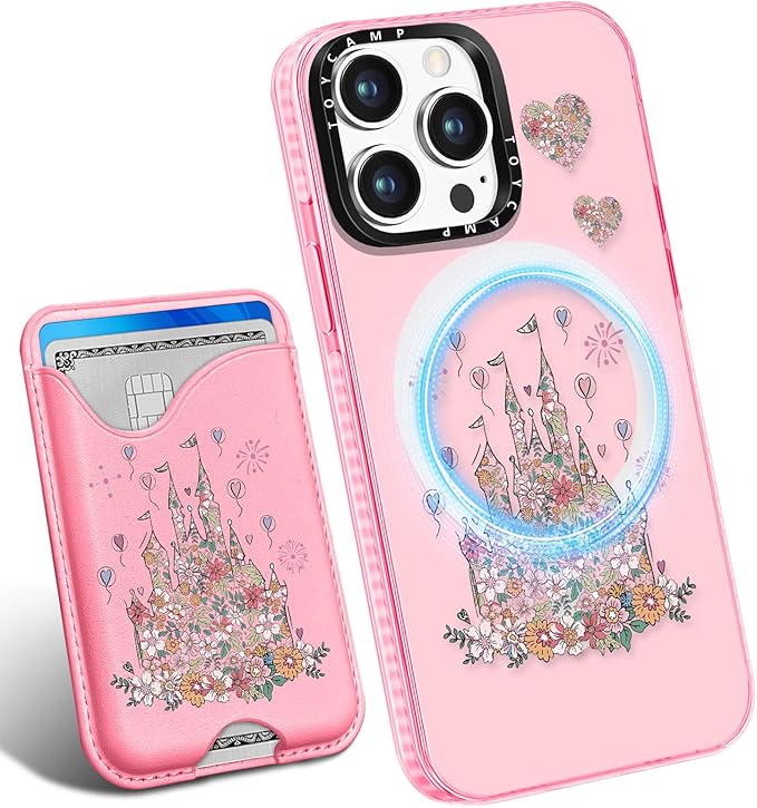 Toycamp for iPhone 13 Pro Max Case - Compatible with Magsafe Credit Card Holder Wallet Magnetic Cute Women Teen Girls Kawaii Girly Unique Castle Design Phone Cover for iPhone 13 Promax