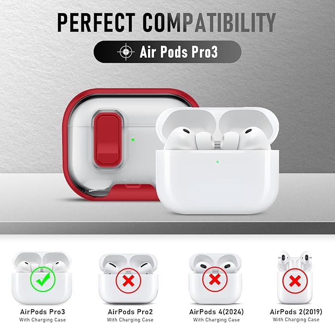 for AirPods Pro 3 Case (2025) with Phone Stand & Cleaner Kit, Cute Soft Silicone Cover for AirPods Pro 3rd Genera case with Keychain for Women Men with Keychain for Airpod Pro case(2025) Red