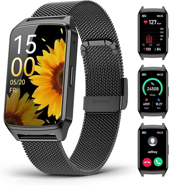 Fitness Tracker Watch for Women Men, Step Counter Compatible with iPhone Android, IP68 Waterproof Activity Tracker with Sleep Monitor, 110+ Sports Pedometer (Minimalist, ObsidianBlack, 1.57)