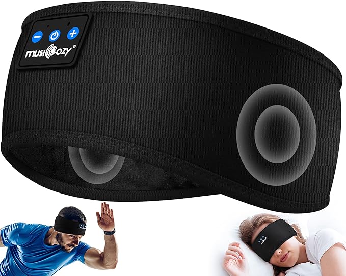 MUSICOZY 3D Bluetooth Sleep Mask with Headphones and Timer, Wireless Sleep Headphones for Side Sleepers, Eye Mask with Bluetooth Headphone, 2 Packs