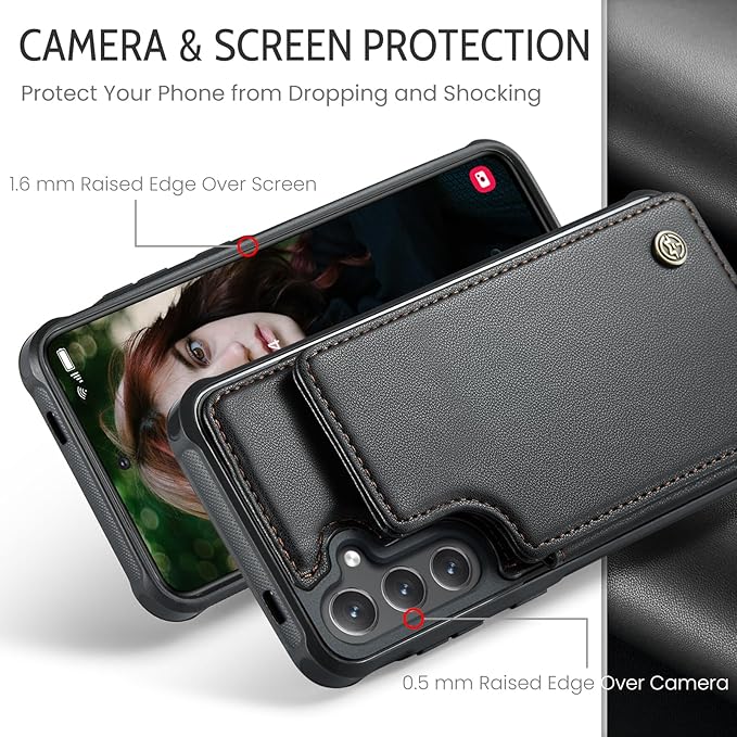 Bemal for Samsung Galaxy S24 Wallet Case with Card Holder, RFID Blocking, Shockproof Leather Kickstand for Men and Women, Durable Protective Phone Cover for 6.2", Black