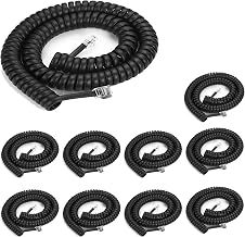 LanSenSu Phone Cord Landline8Ft Uncoiled / 1.4Ft Coiled Landline Phone Handset Cable RJ9 4P4C Telephone Accessory- Black (10pack) - Image 1
