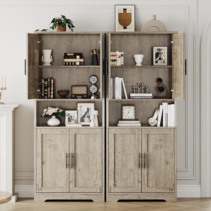 IDEALHOUSE Pantry Cabinet,70" Tall Kitchen Pantry Cabinet with Doors and Adjustable Shelves, Freestanding Cupboard, Tall Storage Cabinet for Bathroom, Dining Room, Living Room，Gray