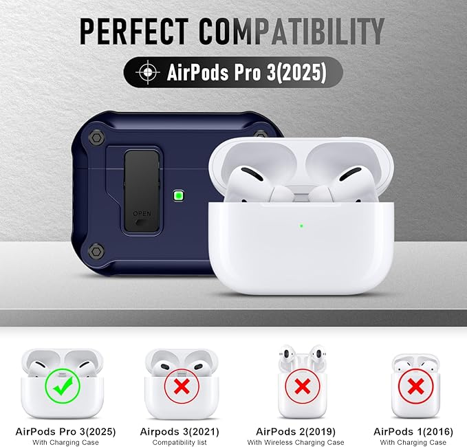 Compatible with Airpods Pro 3 Case(2025),for Airpods Pro 3rd Generation Cases Cover with Keychain Cleaner Kit Soft Silicone Shockproof Cover for Women Men