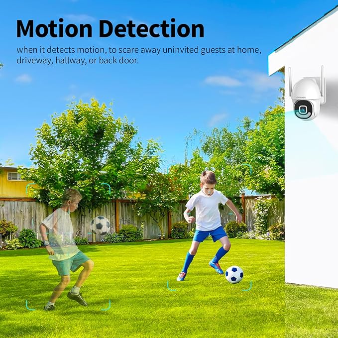 2K Security Cameras Outdoor Wired, 5G/2.4G WiFi Cameras with Color Night Vision, PIR Motion Detection, Two-Way Voice, 360° View Pan/Tilt for Outdoor Area, Parking Lot, Home Security