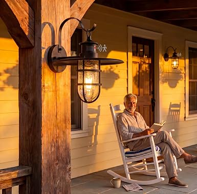14Inch Motion Sensor Outdoor Wall Lights Fixture,Dusk to Dawn Porch Lantern