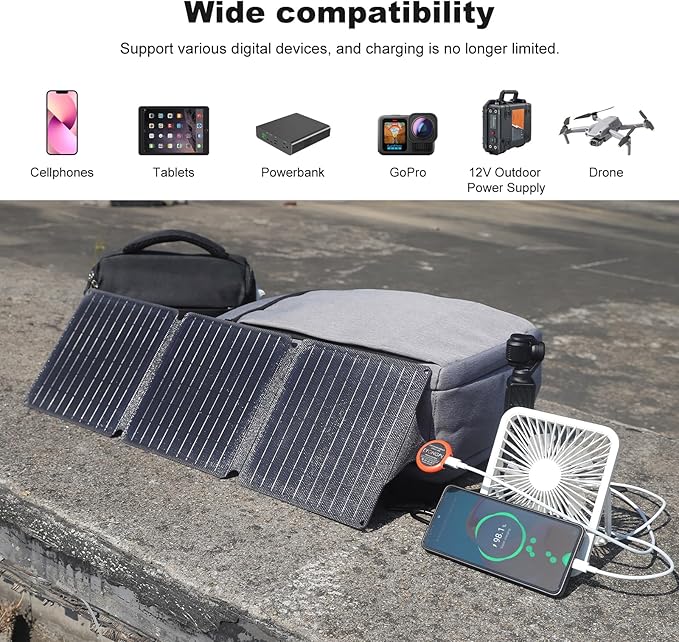 EYONGPV 21W Portable Foldable Solar Panel & Solar Charger with Croc-Eye USB-C PD Fast Charging Output, IP67 Waterproof Compact Solar Charger for Phones, Power Banks, Camping, Hiking, Backpacking