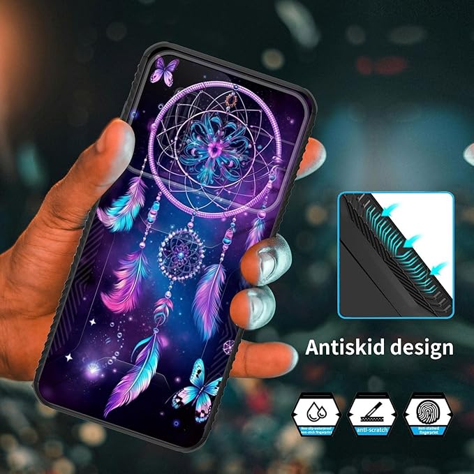 for Galaxy A36 5G/A56 5G Case Built in Slide Camera Lens Cover,Heavy Duty Shockproof Protection Dual Layer Case for Samsung Galaxy A36 5G/A56 5G 6.7" 2025,Butterfly Dream Catcher