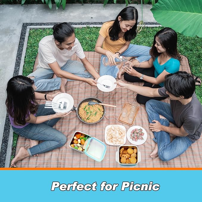 4 Pack Stainless Steel Sandwich Containers with Lids 25.4 oz Metal Food Container for Lunch Boxes with Airtight Silicone Seal for Sandwiches and Snacks(Light Blue)