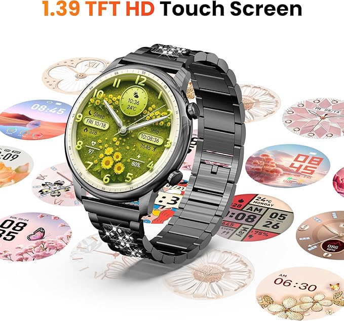 Hwagol Smart Watches for Women Android Phones iPhone Compatible(Bluetooth Call),1.39'' Round Fitness Tracker Heart Rate/SpO2/Sleep Monitor,100+Sport Modes Pedometer