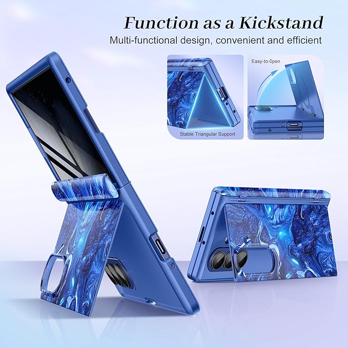 GVIEWIN for Z Fold 7 Case with Privacy Screen Protector [Compatible with Magsafe][Built-in Kickstand] Magnetic Full-Body Hinge Protection Slim Phone Case for Samsung Galaxy Z Fold 7, Star Abyss/Blue