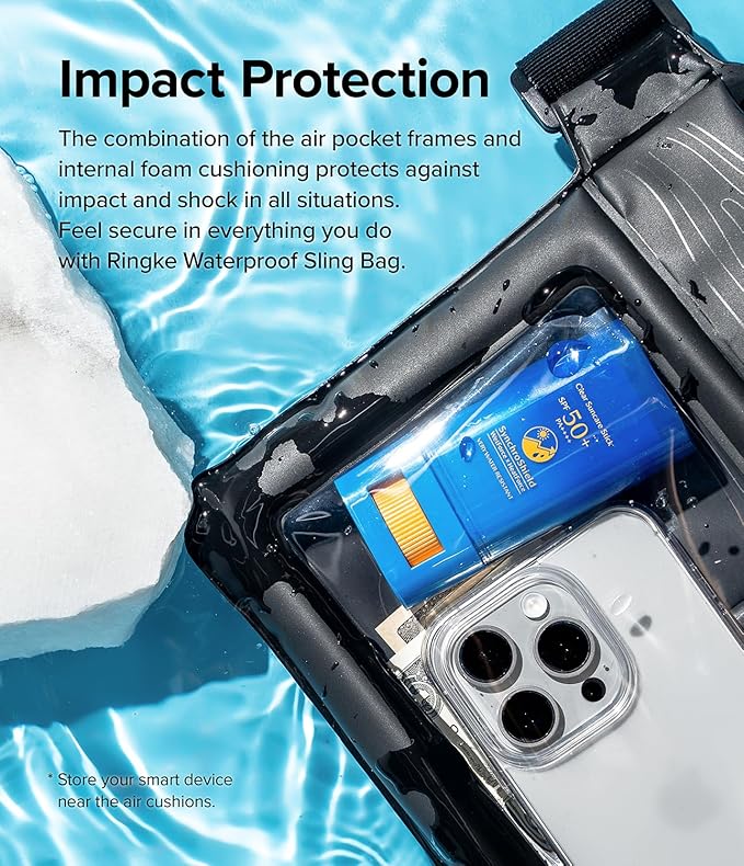 Ringke Waterproof Phone Pouch Sling Bag [More Space, More Convenience] Extra-Large Storage Capacity Premium Universal One Touch Lock Crossbody Dry Bag for Beach, Pool, Swimming, and Water Activities