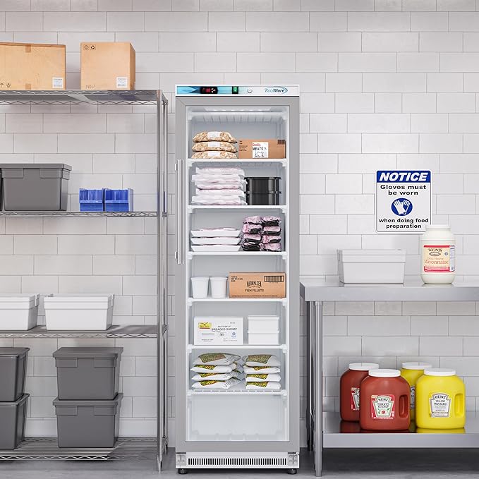 KoolMore KM-FMD12WGD 12 Cu. ft. Commercial Freezer with Glass Door in White-Manual Defrost