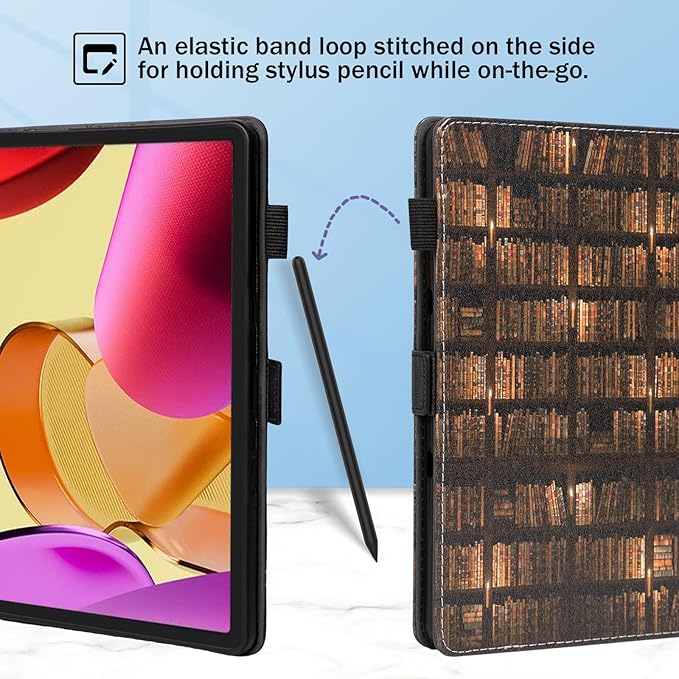 Dteck for Amazon Fire Max 11 Tablet Case 11" (13th Generation) 2023, PU Leather Shell TPU Back Cover Fold Stand Case with Auto Sleep Wake, Adjustable Viewing Angles, Cute Folio Slim Case, Bookshelf