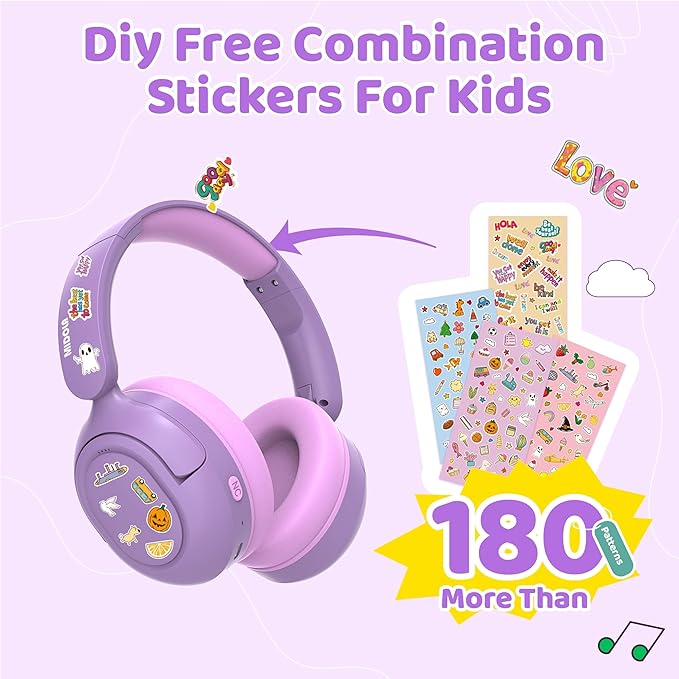 MIDOLA Kids Headphones Active Noise Cancelling Wireless Bluetooth 5.4 Volume Limited 85/94dB Foldable Over Ear,Headset with Mic Type C Charging for Boy Girl Toddler Child Pad Tablet Lavender Purple