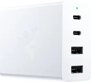 Razer USB-C 130W GaN Charger, 4 Ports, Super Fast Charging, White
