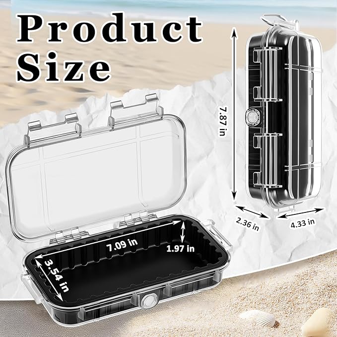 Waterproof Dry Box Clear Waterproof Storage Case with Clip Outdoor Sports Survival Equipment Shockproof Dustproof Sealed Field Box for Phone Camera Key Kayak Camping Fishing Hiking Boat