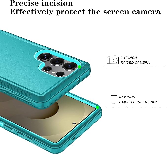 ONOLA Phone Case for Samsung Galaxy S25 Ultra Case with HD Screen Protector, Heavy Duty Shockproof & Dropproof 3-Layer Cover Phone Case for Galaxy S25 Ultra 6.9''，LakeSkyBlue