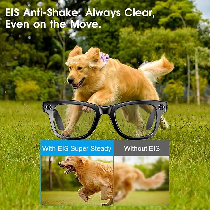 AI Smart Glasses with Camera, 8MP HD Video/Recording Glasses, Color-change Lenses, Bluetooth Camera Glasses for Men Women (139 Languages) IP65 Waterproof, Voice Control for Travel Vlog Business- Black