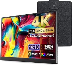 15.6" 4K UHD Portable External Monitor, 3840×2400 IPS Screen 100% NTSC Wide Color Gamut, Full-Featured USB-C Mini HDMI Built-in Speakers External Display for MacBook Laptop Mobile Phone - Image 1
