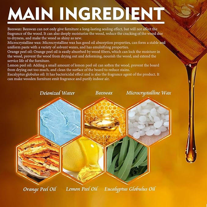 Natural Beeswax Care Spray & Restorer,120ml,Beeswax Cleaner Spray for Floors and Furniture,Polish and Cleaner Protective Conditioning Formula,Non-Toxic & Eco-Friendly (2PCS)
