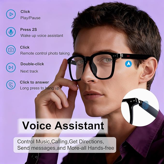 AI Smart Wireless Bluetooth Translation Glasses for Men/Women with Speakers/Bluetooth&140+ Languages Translation Sports/Travel/Drive/Busniess (C1+AI+Color Change Lenses+Black)