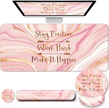 Large Mouse Pad and Keyboard Wrist Rest + Desk Mat Set,Full Long Mouse Pads for Desk Accessories with Memory Foam Gel Pink Mousepad for Women Computer Desktop Office Work-Rose Gold & Pink - Image 1