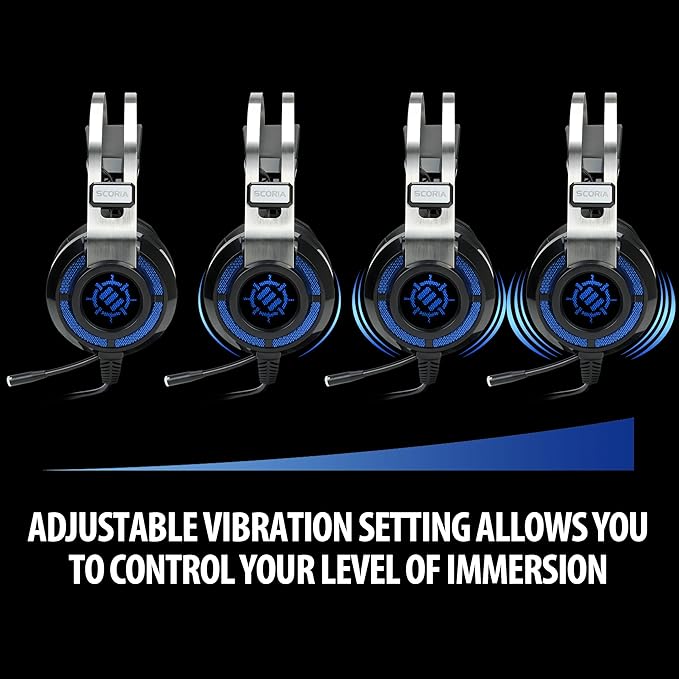 ENHANCE Scoria USB Gaming Headset with Noise Cancelling Mic, 7.1 Surround Sound, Bass Vibration, LED Lighting & In-Line Controls - Gaming Headphones for PC, Laptop, PS5, PS4 - TeamSpeak Certified