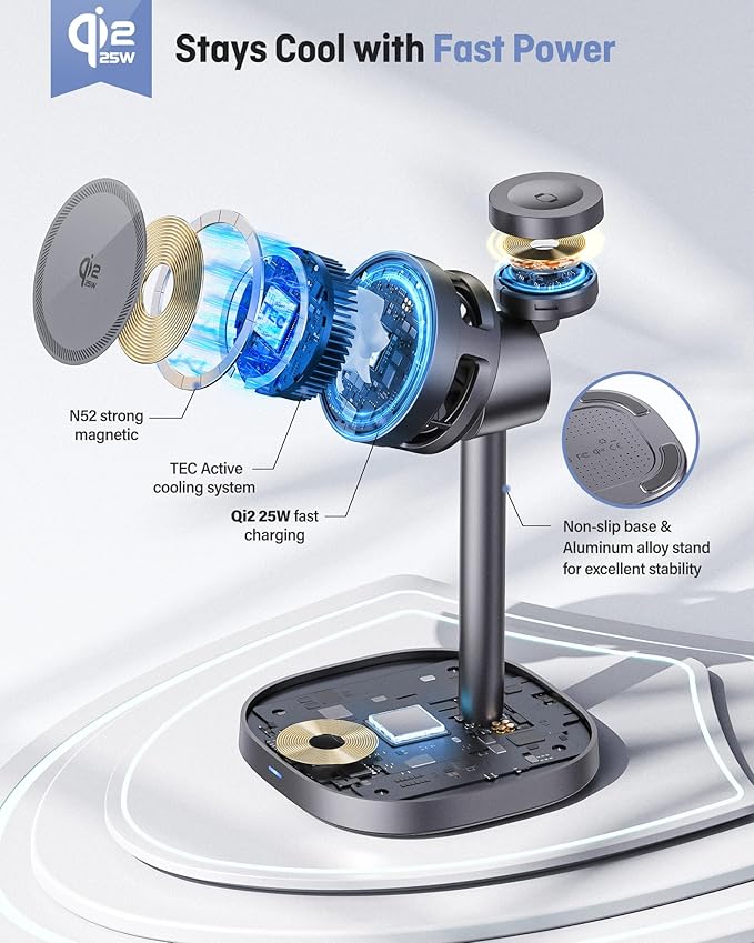 3-in-1 Wireless Charging Station Qi2.2 25W – MagSafe Fast Charger for iPhone, Apple Watch & AirPods