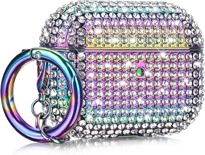 Case for AirPods Pro 2nd Generation, Cute AirPod Pro 2 Protective Cover for Women Girls, Bling Crystal PC Apple Ipods Pro Cases Accessories, Colorful