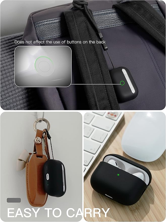 Liquid Silicone Case for AirPods Pro 2(2023/2022), Triple Layer Hybrid Protective Hard Case Shockproof Cover Compatible with AirPods Pro 2nd Generation(Black)