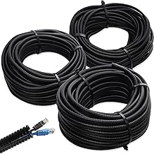 Split Loom Wire 1/4", 1/2", 3/8" X 25 ft Electric Wires Covers Flexible Wire Loom Tubing Dog Cat Cord Protector Split Cable Sleeves (1/4", 1/2", 3/8" x 25 Ft)