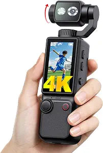4K Vlogging Camera with 180°Rotating Lens, Portable Handheld Video Camera