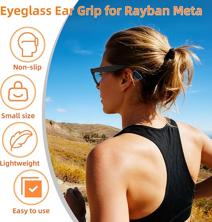 Eyeglass Ear Grip Compatible with Ray-Ban Meta Wayfarer/Skyler/Headliner & Gen 2 Smart Glasses Accessories, Anti-Slip Silicone Elastic Eyeglasses Retainers for Rayban Gen 2 Smart glasses