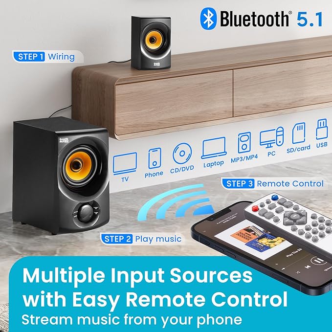 Acoustic Audio AA5170 Home Theater 5.1 Bluetooth Speaker System 700W with Powered Sub