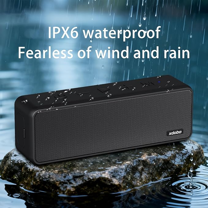 XDODO Wing 2020 II Bluetooth Speaker, Portable Wireless Speaker with 20W Power, IPX6 Waterproof, 13H Playtime, Type-C, Heavy Bass for Outdoor and Home (Black)