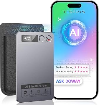 AI Voice Recorder, Note Voice Recorder - Transcribe & Summarize, AI Noise Cancellation Technology, Supports 152 Languages, 64GB APP Control Audio Recorder for Lectures, Meetings, Calls