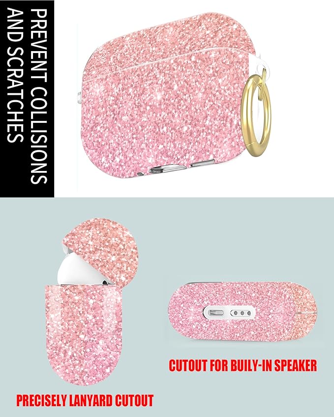 Compatible with Airpod Pro 2nd/1st Generation,360° Full Protection Cover for Girl Women,Cute Accessories Hard Case Portable & Shockproof for Airpod Pro 2nd Charging Case 2023/2022/2019(Pink Scale)