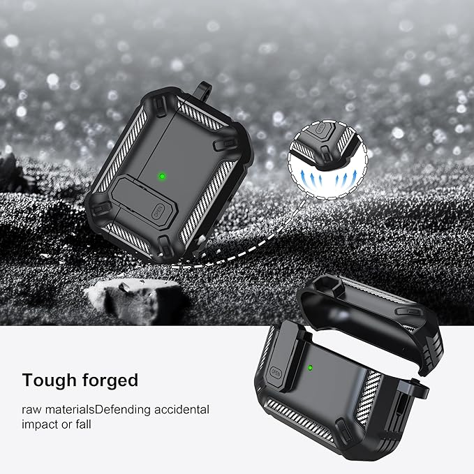 RFUNGUANGO for AirPods Pro 2nd Gen Protective Case with Cleaning Kit, Military Hard Case with Lock for AirPod Gen 2 Charging Case 2023, 2022, Black