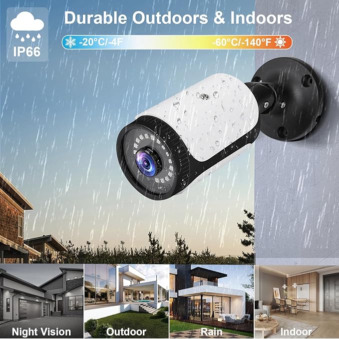 HD 180 Degree Wide Angle View 2.0MP 1080p Security Camera 4-in-1 CCTV Bullet Wired Cam BNC, AHD/TVI/CVI/CVBS, Analog Coax Coaxial Surveillance Video Add–On Camera for Indoor/Outdoor Use