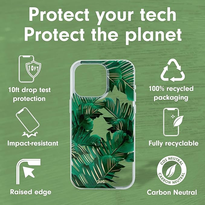 Sonix Case for iPhone 15 Plus/iPhone 14 Plus | Compatible with MagSafe | 10ft Drop Tested | Bahama Palm Leaves
