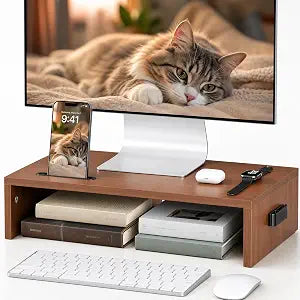 BONTEC Monitor Stand Riser with Cellphone Holder & Cable Management