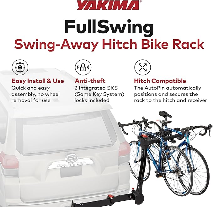 Yakima 4-Bike Hitch Mount Carrier, Swing-Away Bike Rack for Car, Truck, & SUV, FullSwing 4 - Heavy-Duty Bicycle Storage Equipment and Accessories for Vehicles