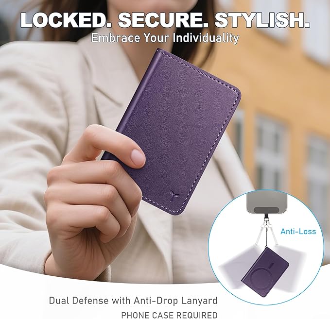 TUCCH for Magsafe Wallet with 6 Card Holders, RFID Blocking [Clear ID Window] PU Leather Men Women Folio Magnetic Phone Wallet for iPhone 17/16/15/14/13/12/Plus/Air/Pro/Pro Max Series, Dark Purple